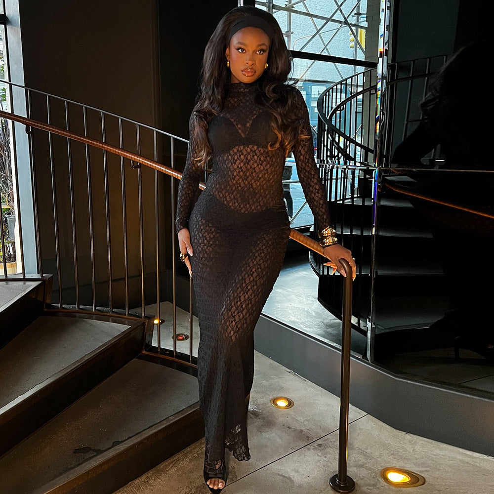 ECCENTRIC MESH SEE-THROUGH DRESS